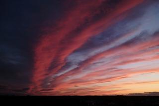 Sunset with deep purples and pinks.