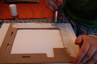 A partially-painted model floor