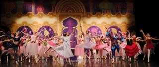 Stage full of dancers of the Nutcracker finale number.