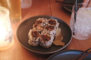 Maki roll on a plate.