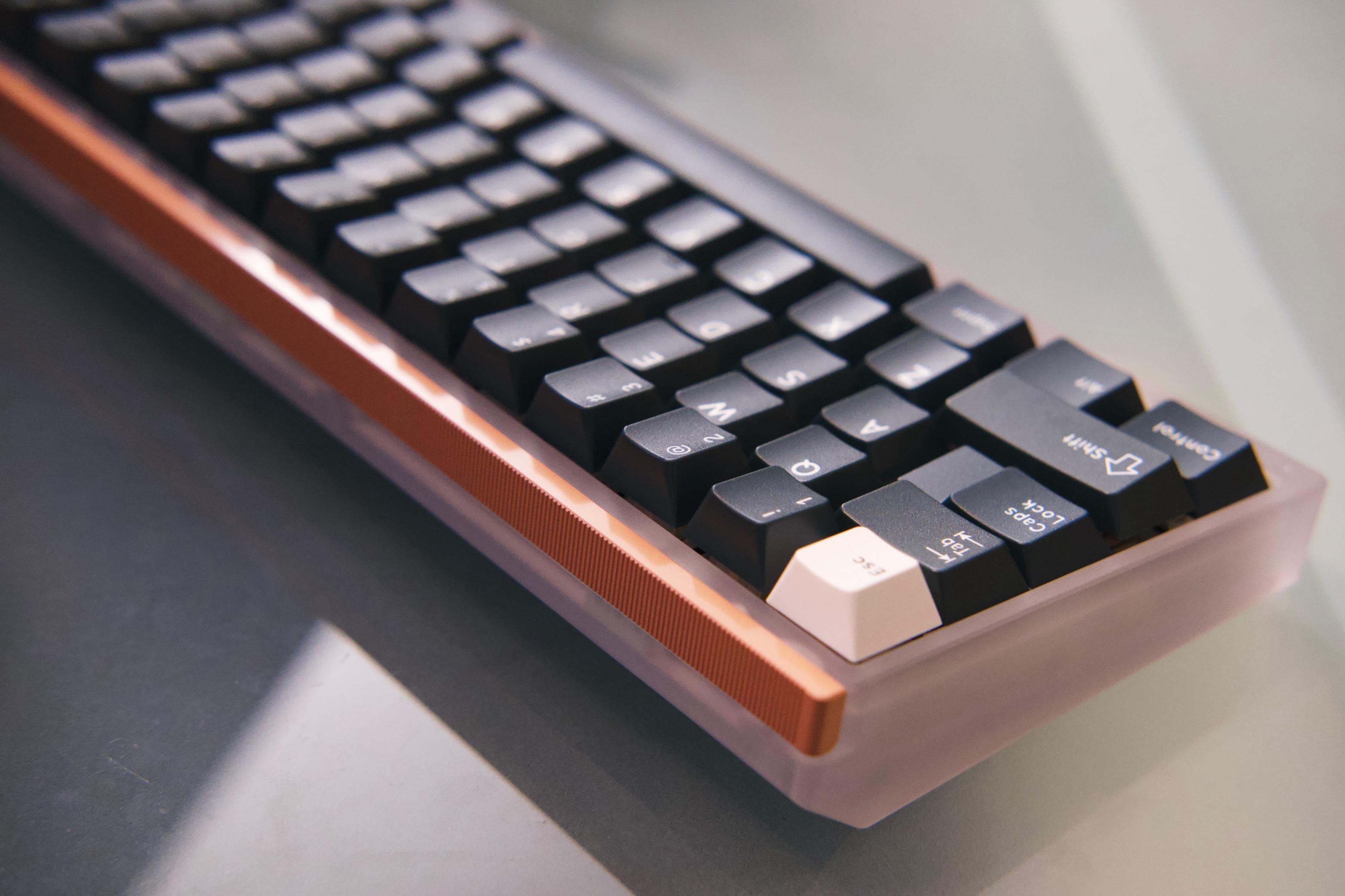 Closeup on a decorative fluted accent on a keyboard.