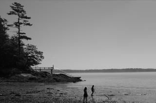 Two girls on a beach.