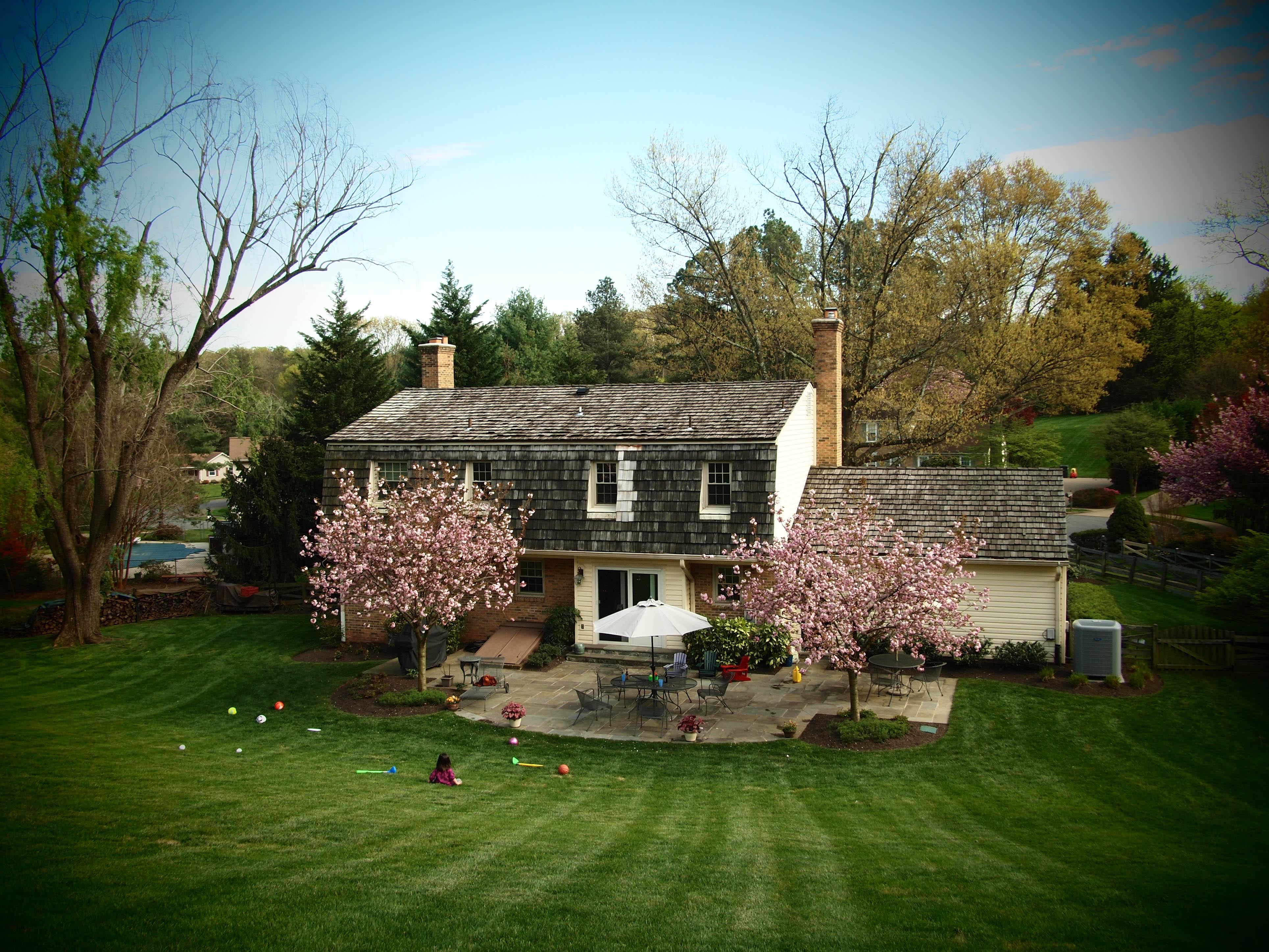 House shot from up a hill, using a pinhole effect.