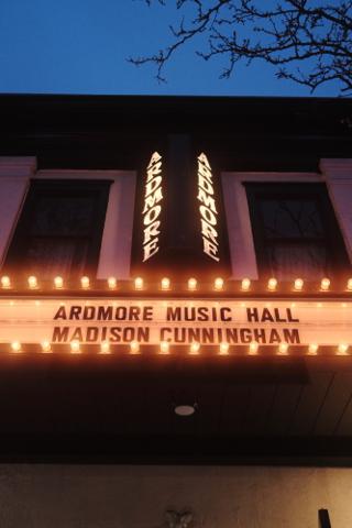 Marquee reading "Ardmore Music Hall: Madison Cunninham"